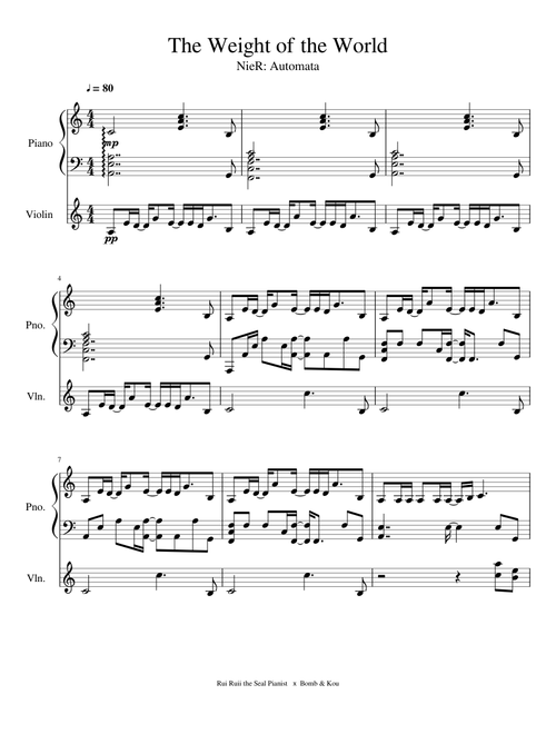 The Weight of the World NieR Automata for Violin and Piano