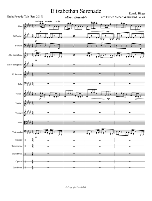Elizabethan Serenade - Ronald Binge (Mixed Ensemble) (Arr. Edrich Siebert & Richard Pollen & Peet du Toit) (Large Ensemble)