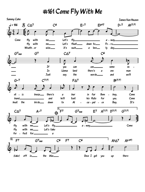 Come Fly With Me (Arr. John Fries) - Frank Sinatra (Piano-Vocal-Guitar (Piano Accompaniment))