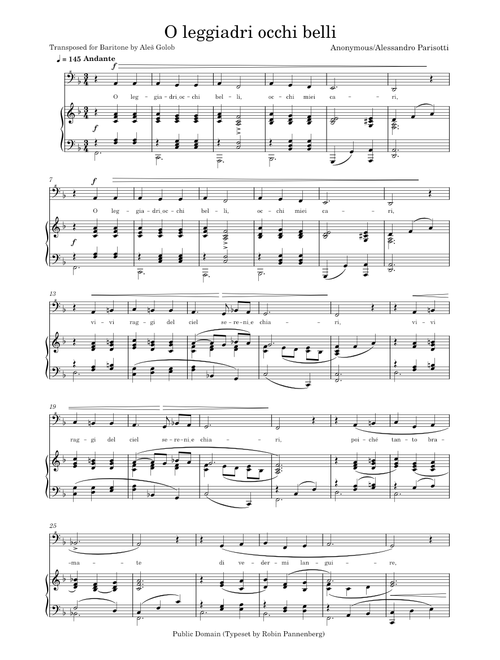 O Leggiadri Occhi Belli  – Anonymous (Baritone - F)
