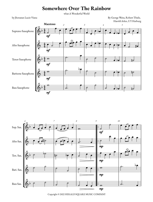 Somewhere Over The Rainbow/what A Wonderful World (Arr. Jhonatan Lucio Viana) - E Y Harburg, George Weiss, Harold Arlen (Woodwind Ensemble)