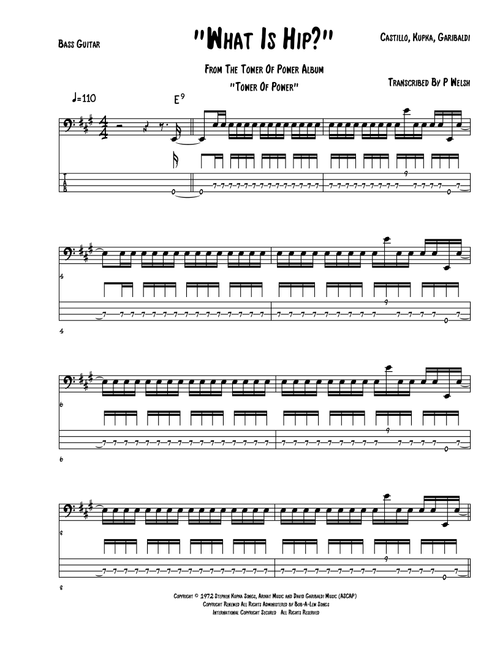 What Is Hip? (Arr. Accubass) - Tower Of Power (Bass Tab)