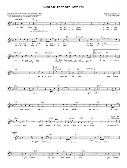 I Just Called To Say I Love You - Stevie Wonder (Lead Sheet - Fake Book)