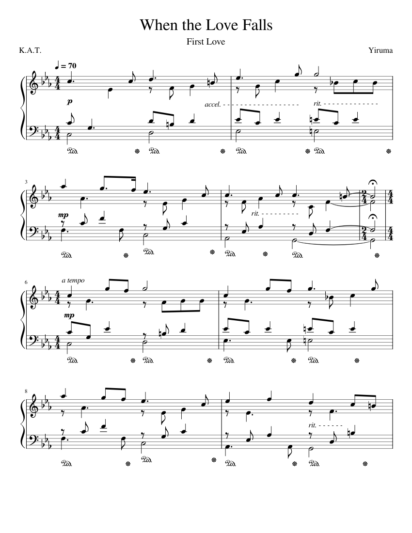 When the Love Falls Yiruma Sheet music for Piano (Solo)