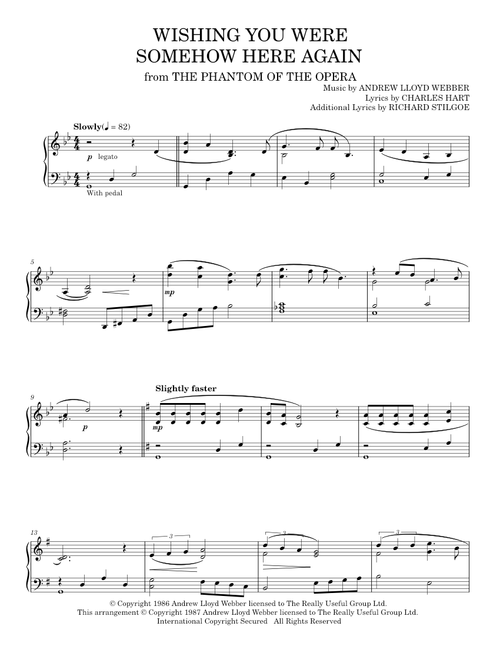 Wishing You Were Somehow Here Again (from The Phantom Of The Opera) - Andrew Lloyd Webber, Richard S (Piano Solo)