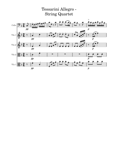 Tessarini Cello sonata (allegro) for string quartet – Carlo Tessarini Tessarini allegro string quartet