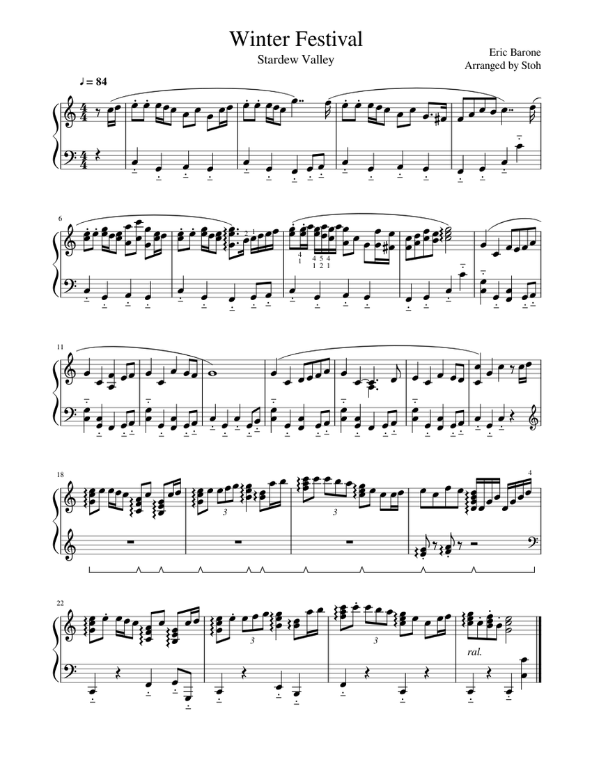 Stardew Valley - Winter Festival Sheet music for Piano (Solo) |  