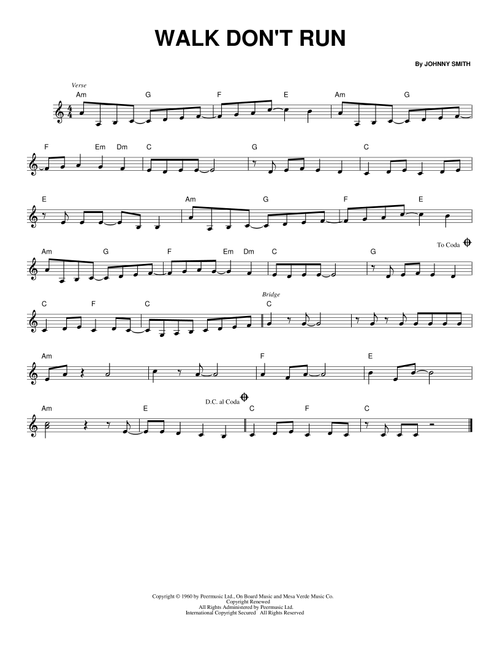 Walk Don't Run - The Ventures (Guitar Lead Sheet)