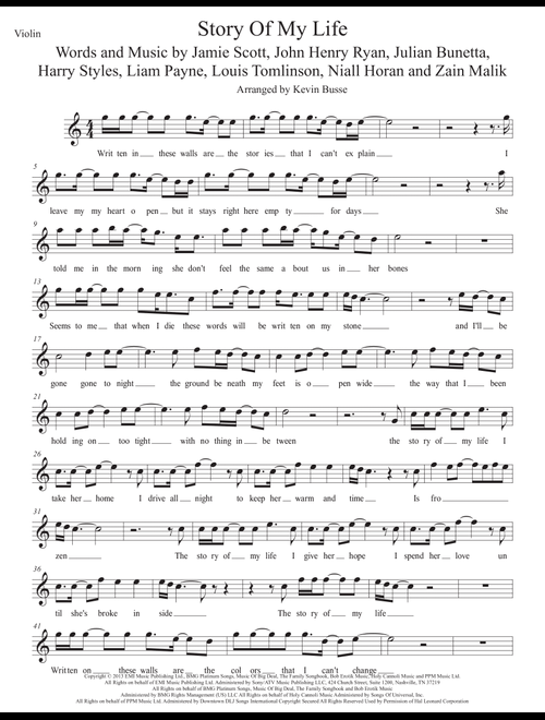 Story Of My Life (Arr. Kevin Busse) - One Direction (Violin Solo)