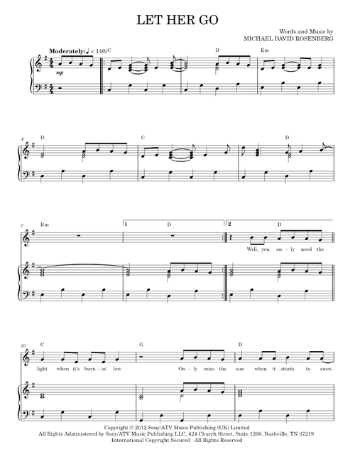 Let her go - Passenger (Piano Vocal)