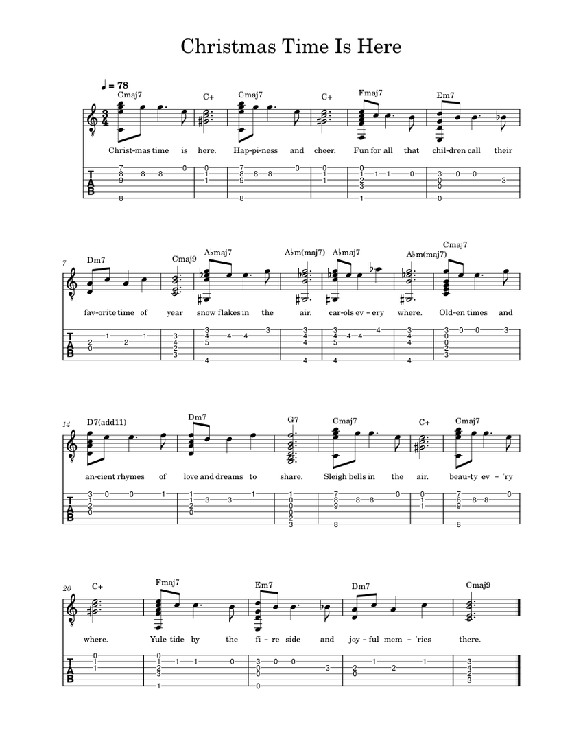 Christmas Time Is Here Vince Guaraldi Sheet music for Guitar (Solo