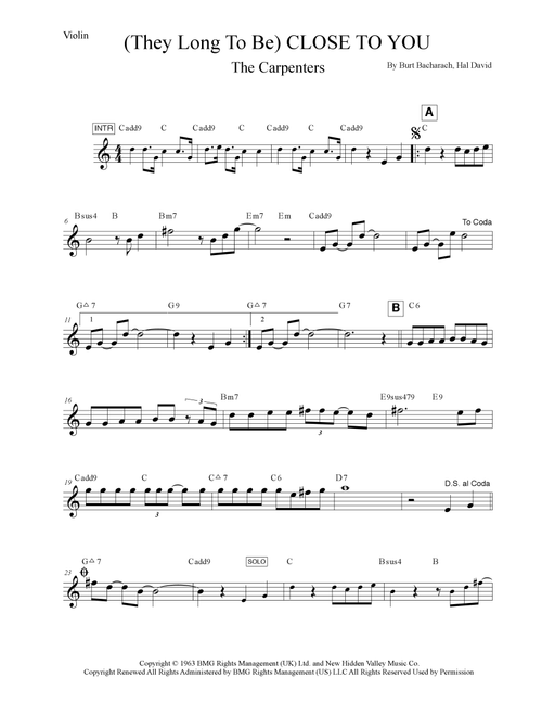 (they Long To Be) Close To You (Arr. Leo Silva) - The Carpenters (Violin Solo)