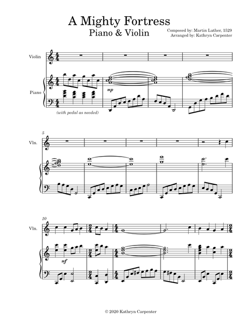 A mighty fortress is our god – Martin Luther "A Mighty Fortress" (Piano & Violin Arrangement)