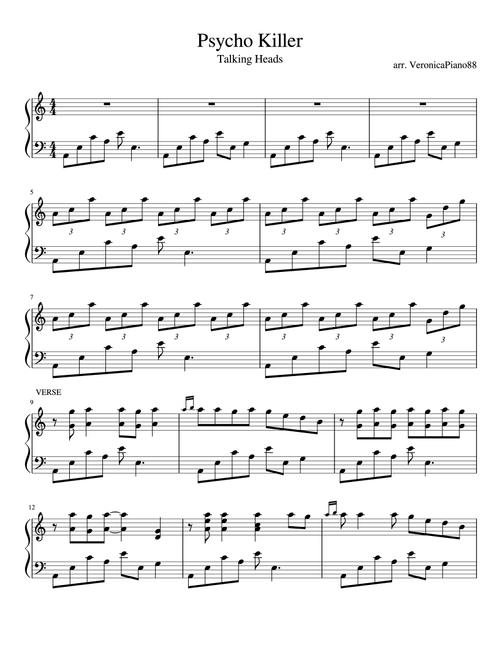 Psycho Killer (Arr. VeronicaPiano88) - Talking Heads (Piano Solo)