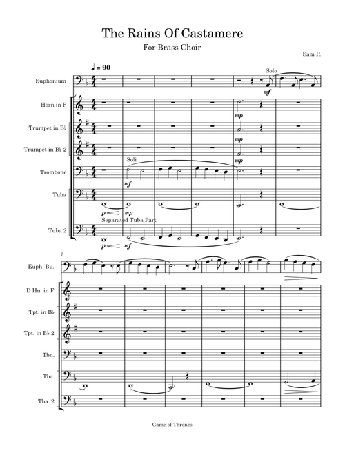 The Rains of Castamere (From the Game Of Thrones) – Ramin Djawadi The Rains of Castamere - Sam P.
