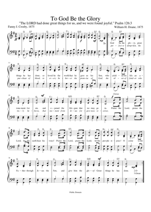 To God be the Glory; SATB Sheet Music for Soprano, Tenor (Choral ...
