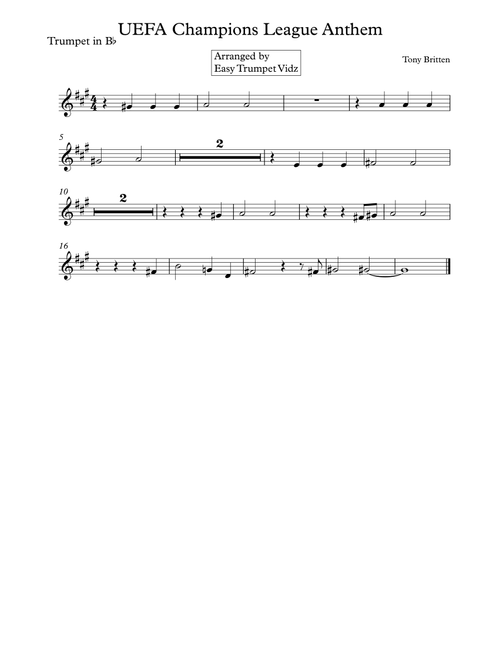 Uefa Champions League Team (Arr. Easy Trumpet Vidz) - Anthony Christopher Britten (Trumpet Solo)