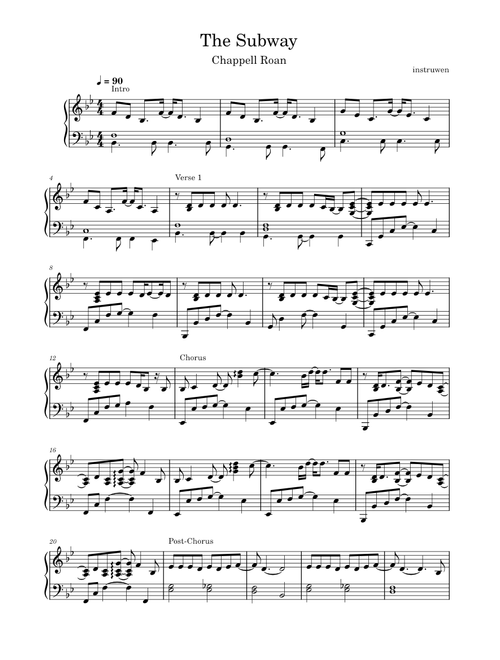 The Subway - Chappell Roan sheet music arranged by instruwen for Solo