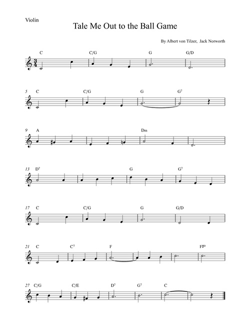 Take Me Out To The Ball Game (Arr. Alex Nunes Rodrigues) - Albert von Tilzer, Jack Norworth (Violin Solo)