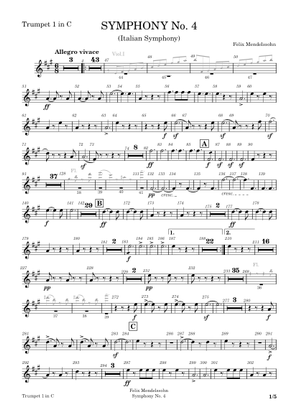 Symphony No.4, Op.90 – Trumpet 1 in Bb - Felix Mendelssohn Sheet