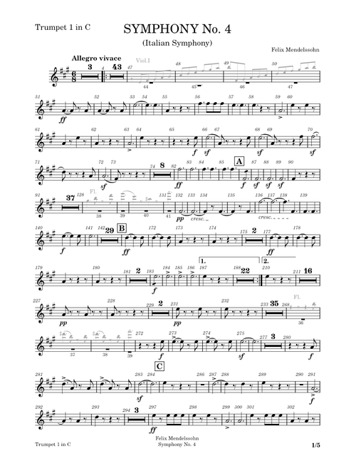 Symphony No.4, Op.90 – Trumpet 1 in C - Felix Mendelssohn