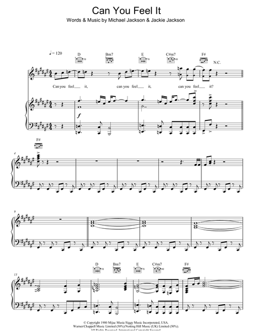 Can You Feel It - The Jacksons (Piano-Vocal-Guitar (Piano Accompaniment))