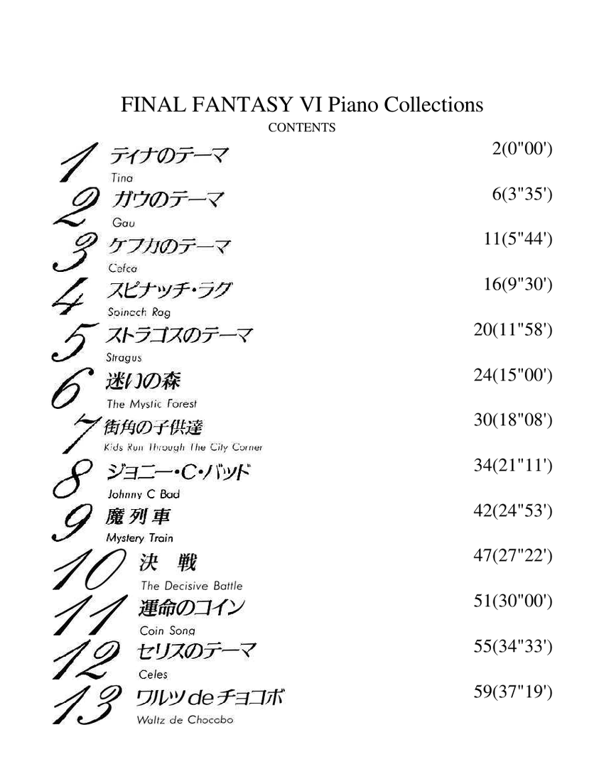 Final Fantasy VI Piano Collections Sheet Music with Chords