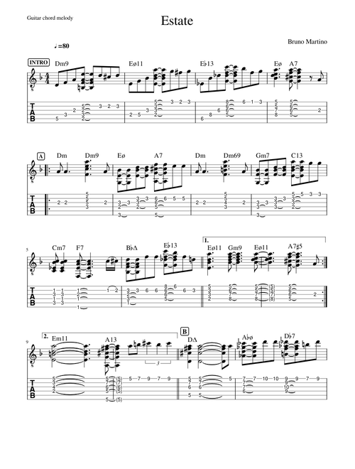 Estate (guitar chord melody)