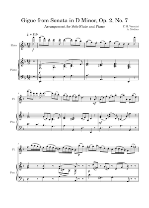 Gigue From Sonata In D Minor – F. M. Veracini Sheet Music for Violin ...