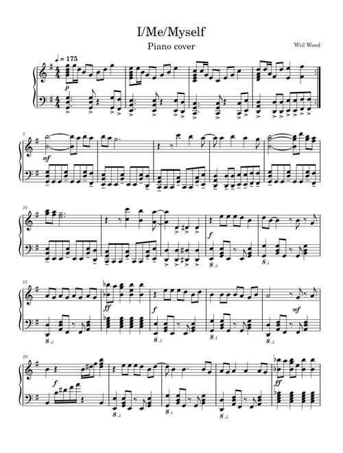 I/me/myself - Will Wood - piano cover