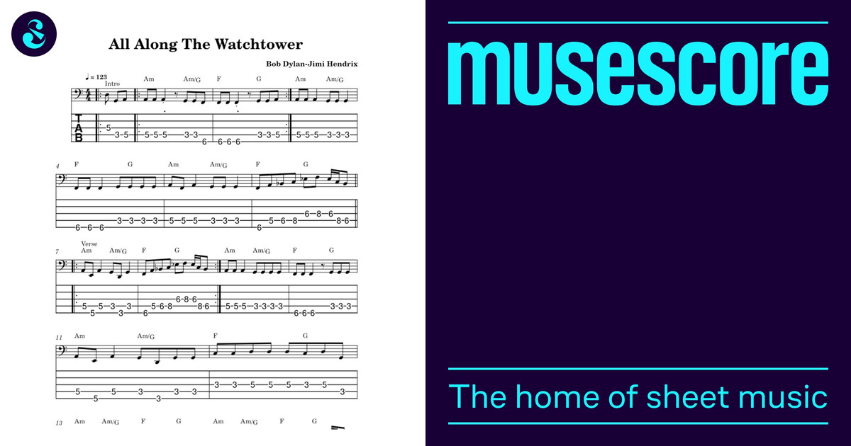 All along the watchtower – Bob Dylan Sheet Music and Tab with