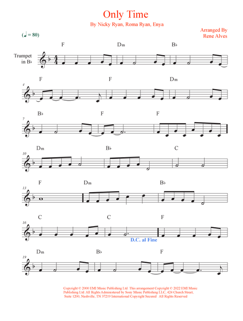Only Time (Arr. Rene Alves) - Enya (Trumpet Solo)
