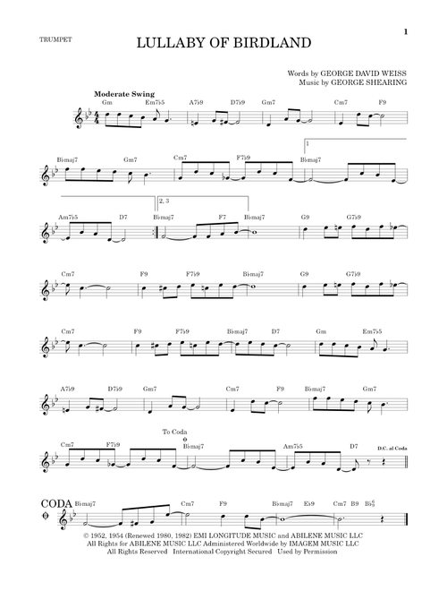 Lullaby Of Birdland - George David Weiss (Trumpet Solo)