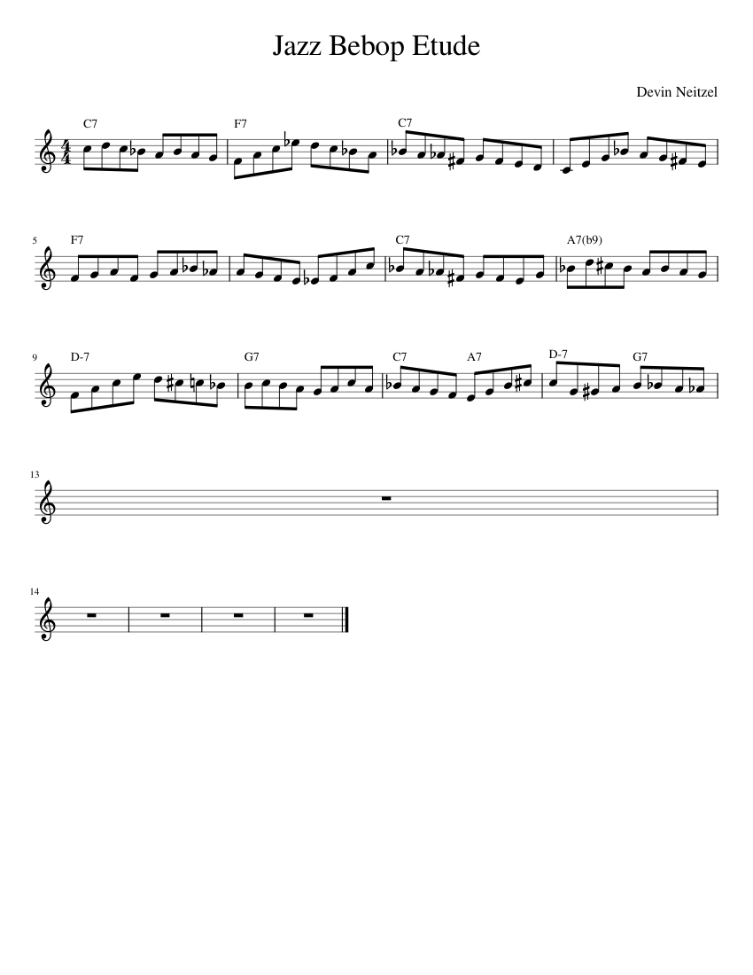 jazz etude Sheet Music for Piano (Solo) easy | MuseScore.com