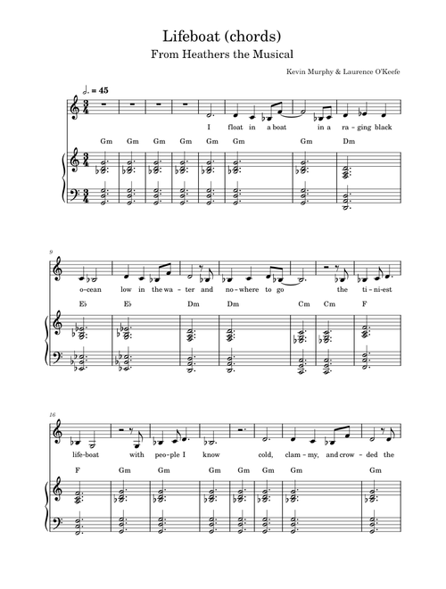 Lifeboat – Kevin Murphy and Laurence O'Keefe - Heathers (chords)