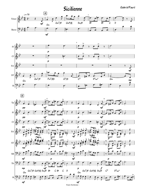 Fauré Sicilienne - Arrangement pour Big Band