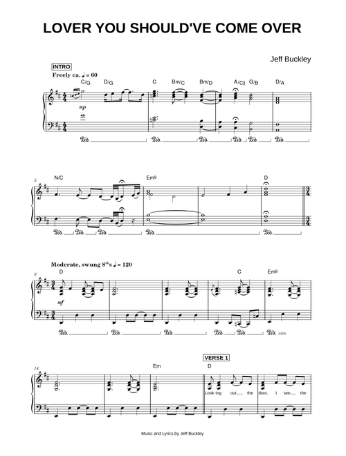 Lover, You Should've Come Over - Jeff Buckley (Piano)