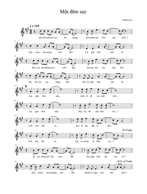 Một đêm say – Thịnh Suy