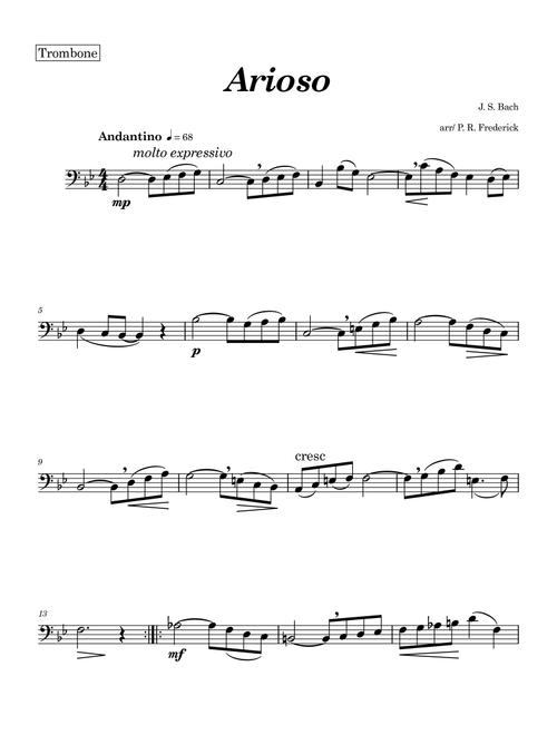 Arioso (Arr. P. R. Frederick) - J S Bach (Trombone Solo)