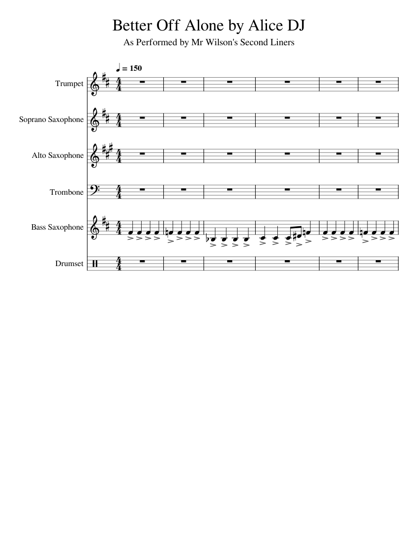 Better Off Alone by Alice DJ Sheet music for Trombone, Saxophone alto