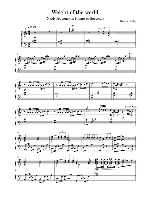 NieR Automata Piano Collections - Weight of the World