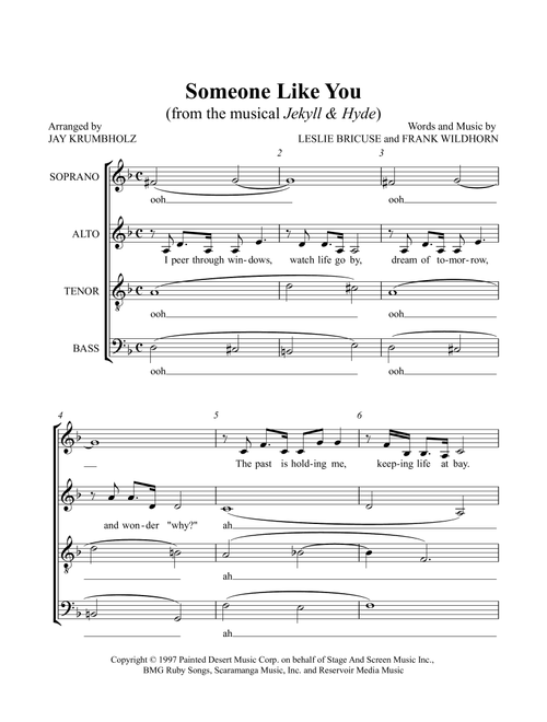 Someone Like You (Arr. Jay Krumbholz) - Linda Eder (Choral, SATB)
