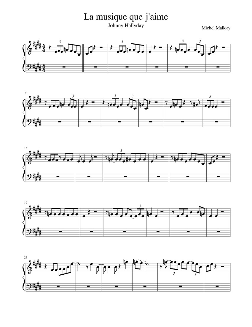 Partition Piano Toute La Musique Que J Aime La musique que j'aime Sheet music for Piano (Solo) | Musescore.com