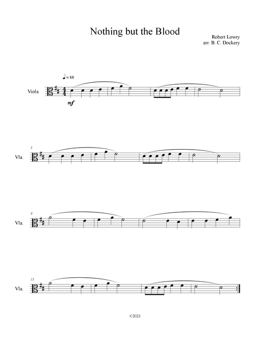 Nothing But the Blood (Viola Solo) (Arr. B. C. Dockery) - Robert Lowry (Viola Solo)