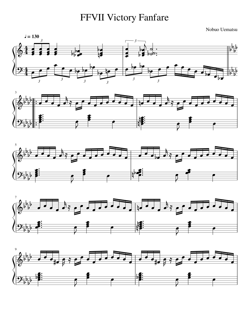FFVII Victory Fanfare (Updated) Sheet music for Piano (Solo) | Musescore.com