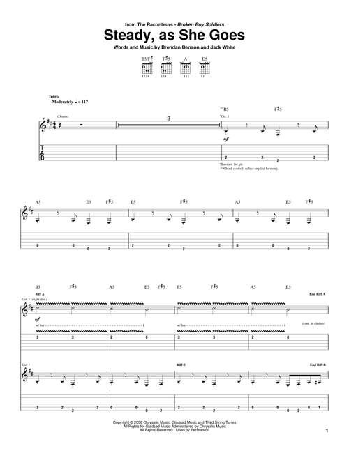 Steady, As She Goes - The Raconteurs (Guitar Tab)