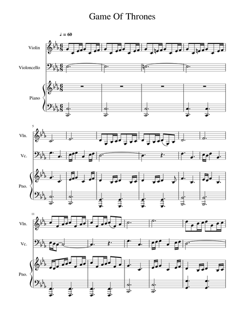 Game Of Thrones piano trio