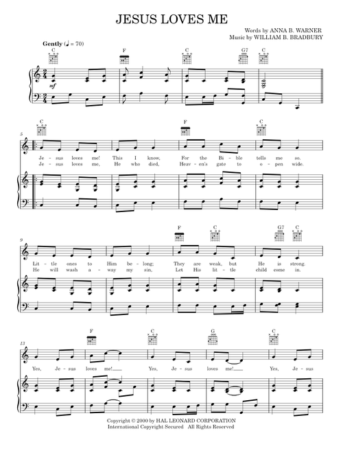 Jesus Loves Me - Anna B. Warner (Piano-Vocal-Guitar)