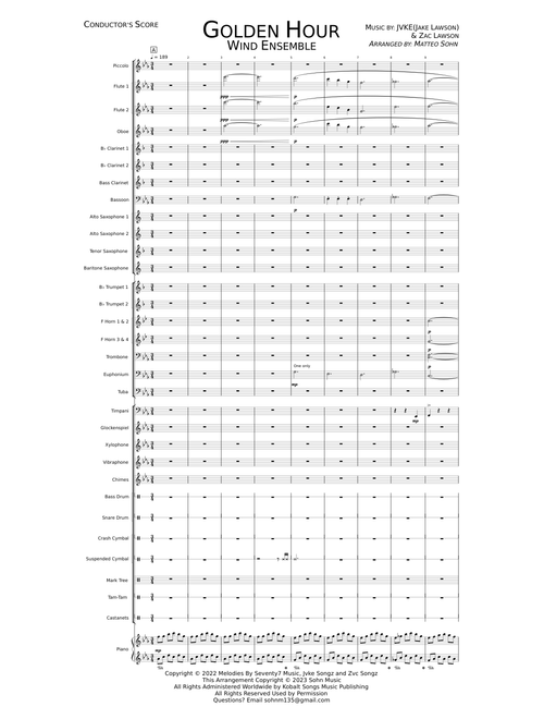 Golden Hour by JVKE for Wind Ensemble