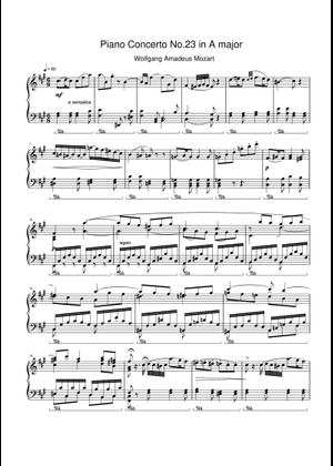 Mozart concerto n°23 2ème mvt Sheet Music for Piano (Solo